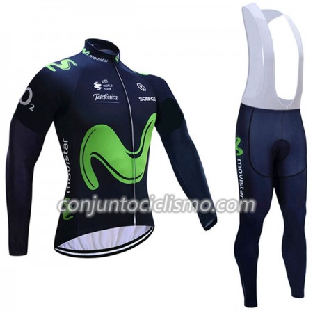 Conjunto Maillot + Culotte largo con tirantes 2017 Movistar Team N001